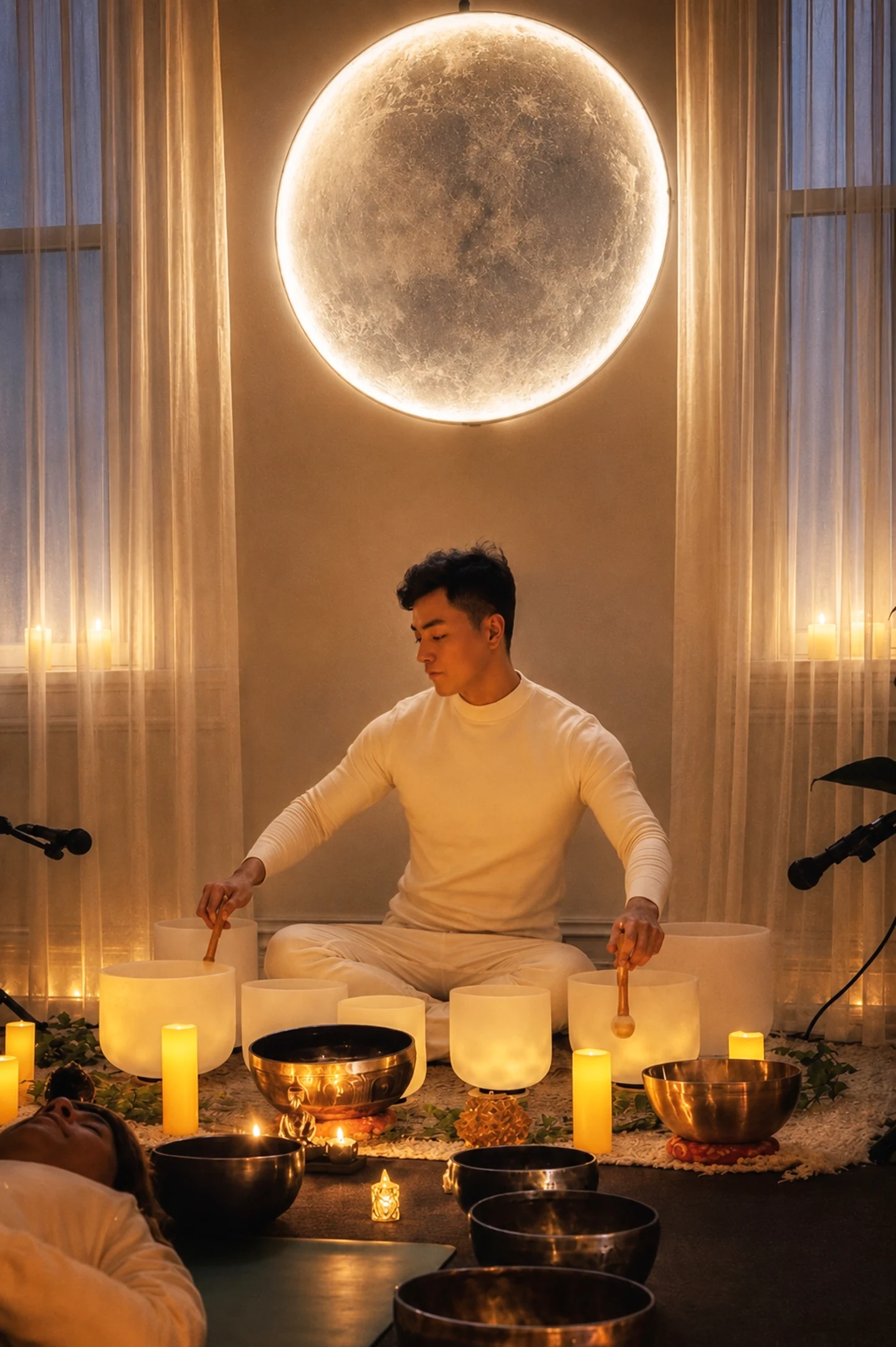 Sound bowls and candlelit details at Mystic Wellness