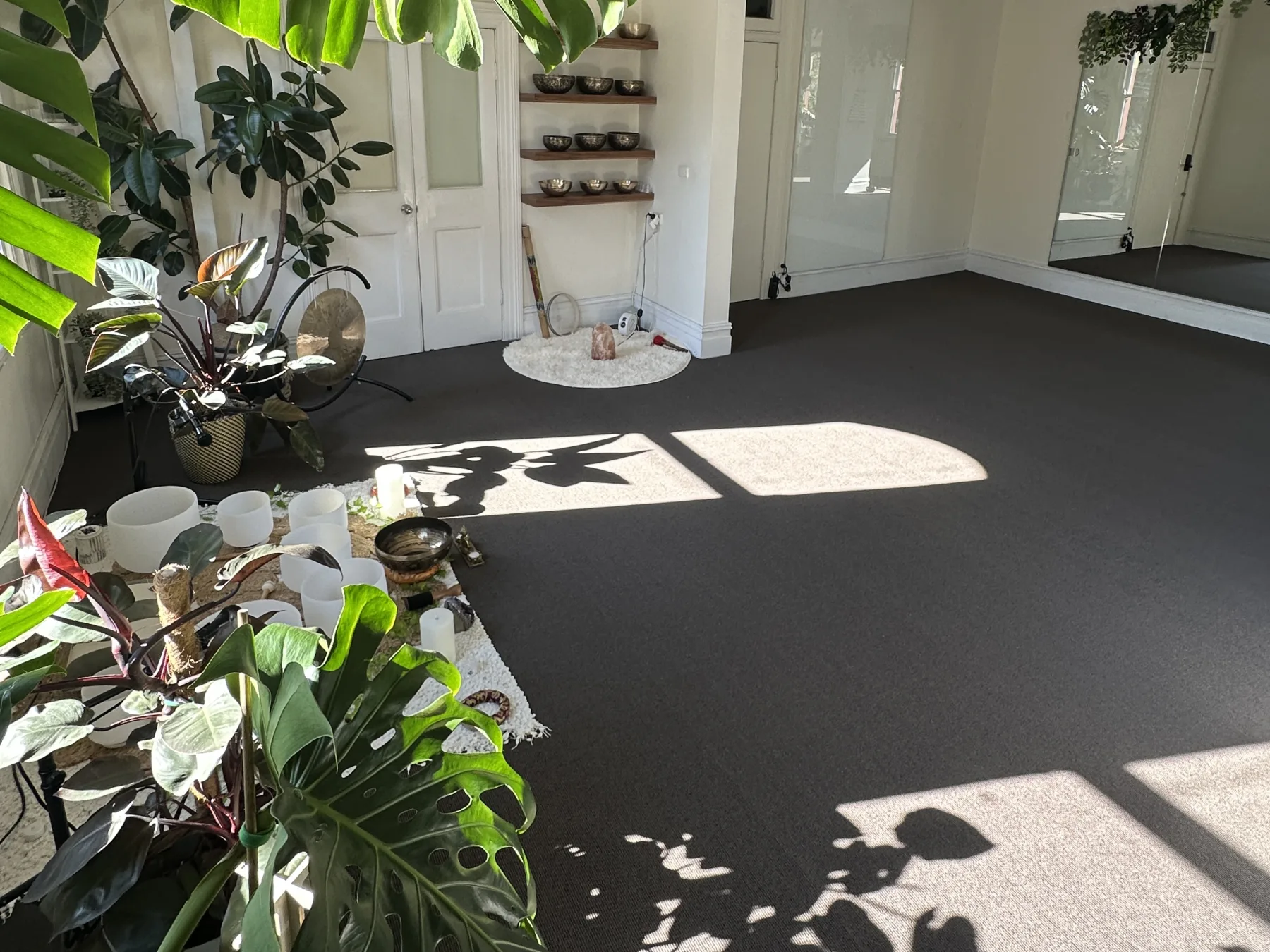 Private sound healing room with singing bowls at Mystic Wellness Petersham
