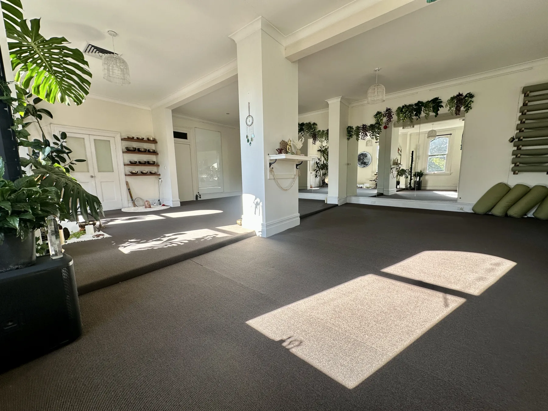 Light-filled Mystic Wellness studio rental space for workshops and sound healing in Petersham